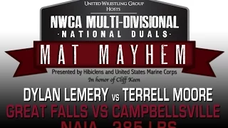 285 Dylan Lemery v Terrell Moore - 2015 NWCA Multi-Divisional Duals - NAIA 3rd Place Dual