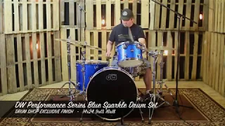 DW Performance Blue Sparkle Drum Set - 24, 13, 18