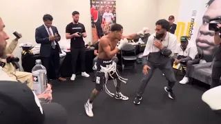 Devin Haney warming up in the locker room before the big moment