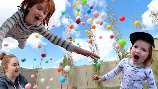 BALL PiT and Trampoline Launch!!  Backyard Games! Bubbles in the Pool cleaning day with Adley & Niko