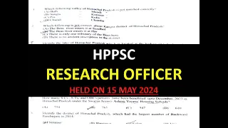 HPPSC SOLVED RESEARCH OFFICER PAPER Held On 15 May 2024