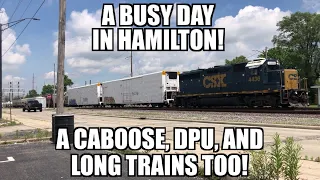 A busy day in Hamilton! Here the first 4! We got a caboose, long trains, and a DPU too!