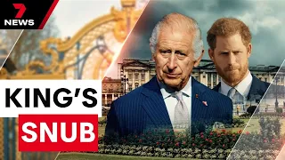 King Charles too busy to catch up with recently returned Prince Harry | 7 News Australia