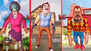 BÜYÜK KAPIŞMA BAŞLIYOR. EN KÖTÜ KİM ? 😲 Hello Neighbor vs Dark Riddle vs Scary Teacher