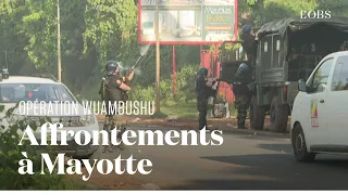 A Mayotte, les gaz lacrymogènes répondent aux caillassages lors de l'opération Wuambushu