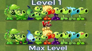 PvZ 2 All Peashooters Level 1 vs Max Level #GZ