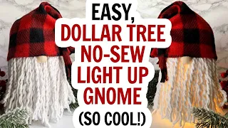 Dollar Tree Gnome / Light Up Gnome / Lighted Gnome DIY / Dollar Store Mop Gnome / Easy Gnomes DIY