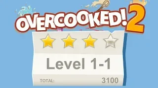 Overcooked 2. Level 1-1. 4 stars. 2 player Co-op