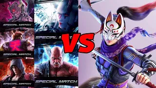 Tekken 7 Kunimitsu Vs all bosses (all special matches)