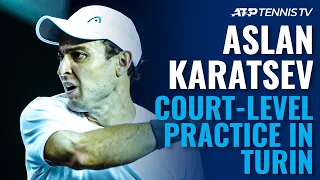 Aslan Karatsev Arrives In Turin! Court-Level Practice vs Sinner & Gaio | Nitto ATP Finals 2021