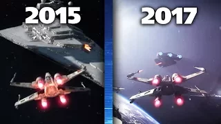 Star Wars Battlefront 1 (2015) vs Battlefront 2 (2017) Graphics Comparison of Space Battles!