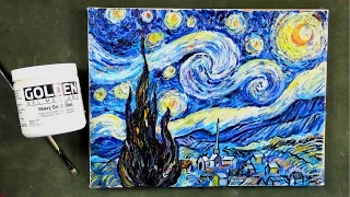 Step by Step Van Gogh's Starry Night using  Impasto Acrylic Mediums Tutorial