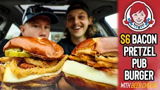 Taste Testing Wendy's $6 Pretzel Bacon Pub Cheeseburger 🍔