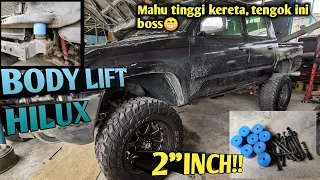 Toyota hilux pasang body lift 2" inch [ body lift install ]