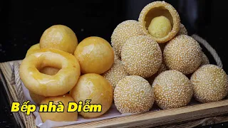 Bánh cam mè - Sesame Balls - Bánh giòn, thơm, cách làm bánh không bị bể khi chiên | Bếp Nhà Diễm |