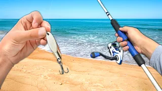 I TOSSED a BIG SPOON off the Beach and Caught THIS! (Saltwater Fishing)