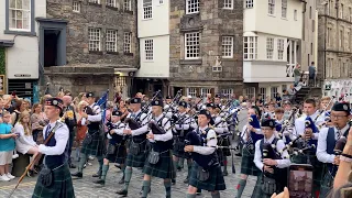 George Heriot's Pipe Band Leading 2023 Riding of Marches into Parliament Square