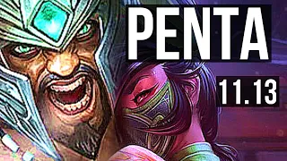 TRYNDAMERE vs AKALI (TOP) | Penta, 10/0/1, 1700+ games, 1.6M mastery | EUW Master | v11.13