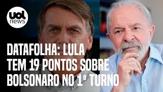 Datafolha: Lula tem 19 pontos sobre Bolsonaro no 1º turno