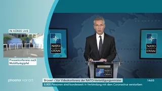 Pressekonferenz mit Jens Stoltenberg vor Videokonferenz der NATO-Verteidigungsminister am 16.06.20.