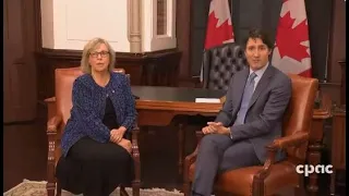 Elizabeth May meets with Justin Trudeau in Ottawa