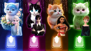 Cute Cats Song Covers | Elsa Enemy | Wednesday Addams Bloody Mary | Moana Waka Waka | Anna Dancin