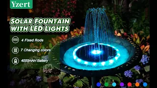 Yzert Solar Fountain with  LED Light  for garden, pond, pool, bird bath(Single Color Change)