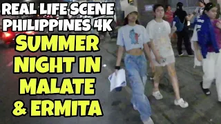 SUMMER LIFE FILIPINOS IN MALATE AND ERMITA MANILA WALKING TOUR IN PHILIPPINES 4K