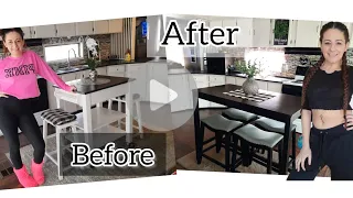 New Mobile Home Kitchen Revamp Updated Table + appliance