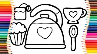 Set of Kitchen Accessories. How to Draw Kitchen Accessories.