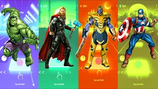 Hulk 🆚 Thor 🆚 Thanos 🆚 Captain America | Marvel Heroes | Tiles Hop Fun Ball