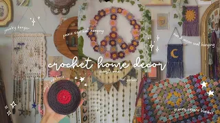 crochet room decor / wall hangings, leaf garland, jewelry hanger, coasters, and more 🌱🌙