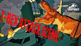 T-Rex Attack Scene  | Jurassic World: Aftermath | Rexy Rips Into Plane and Eats Juan