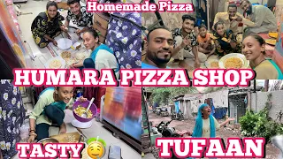 GHAR ME KHOLE PIZZA SHOP🤤 | FAMILY KE LIYE BANA PIZZA 🍕 | MUMBAI KA TUFAAN 🌪️ |#vlogger