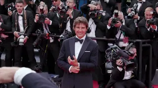 Tom Cruise arrives on the red carpet for the Cannes Film Festival premiere of Top Gun Maverick
