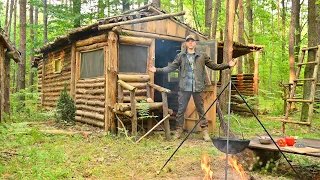 Off Grid Living in a OLD Log Cabin | Building My NEW Homestead, Cooking