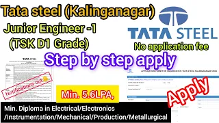 Tata steel recruitment 2024  Junior Engineer apply online How to apply tata steel Kalinanagar plant