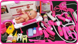 23 Minutes satisfying with Unboxing Cute Pink Ambulance Car Doctor Set ASMR (No Music)