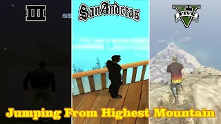 JUMPING from the HIGHEST MOUNTAIN in GTA GAMES (Evolution)