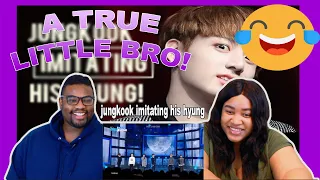 JUNGKOOK IMITATING HIS HYUNG! | REACTION