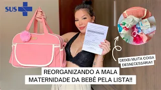 Reorganização da mala maternidade da bebe pela lista do Sus | DEIXEI MUITA COISA!!