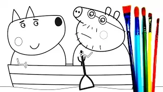 Row Row Row Your Boat | Daddy Pig Friends Together Coloring Pages