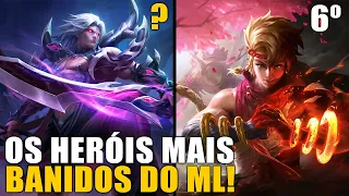 TOP 6 HERÓIS 𝗠𝗔𝗜𝗦 𝗕𝗔𝗡𝗜𝗗𝗢𝗦 DO MOBILE LEGENDS