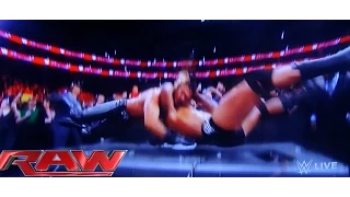 WWE RAW 3/9/15 Randy Orton RKO Seth Rollins Through Announce Table Live Commentary