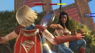 Injustice 2 Wonder Woman vs Supergirl gameplay and supermoves