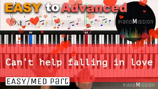 [Real Piano Tutorial] CAN'T HELP FALLING IN LOVE_ EASY&MED part with sheets