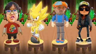 Tag with Ryan vs Blippi Fun World Run vs Super Sonic Dash vs Subway Surfers Jake - Run Gameplay