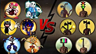 Sonic Exe,Mommy Long Legs,Cartoon Cat,Sundrop,Moondrop & Sans Vs Siren Head Family | Most Epic Video