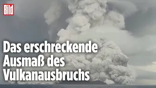 Tonga: Erste Luftbilder zeigen, wie stark der Vulkan die Insel zerstörte