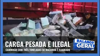 CARGA PESADA E ILEGAL: CAMINHÃO COM TRÊS TONELADAS DE MACONHA É FLAGRADO